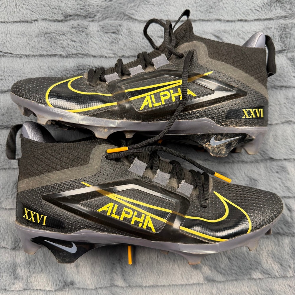 Nike Alpha Menace Pro 3 Football Cleats Black Yellow HF4313-001 Mens Size 8